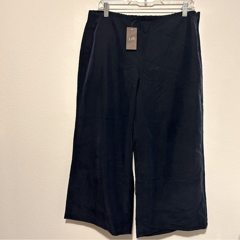 NWT J Jill navy blue cropped modal blend pants capris size M office coastal